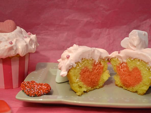 Cupcakes vanille aux Cœurs cachés