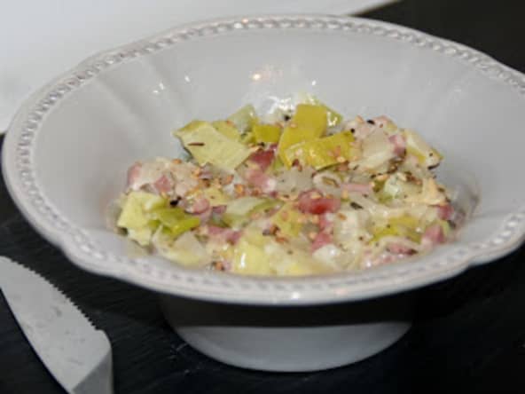 Fondue de Poireaux et Soja et ses Lardons