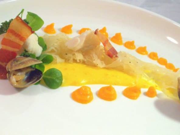 Choucroute, mousseline épicée et joue de lotte