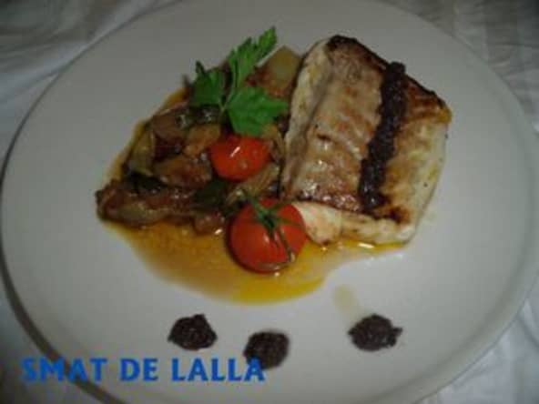 Dos de cabillaud aux légumes du sud, courgettes aubergines tomates