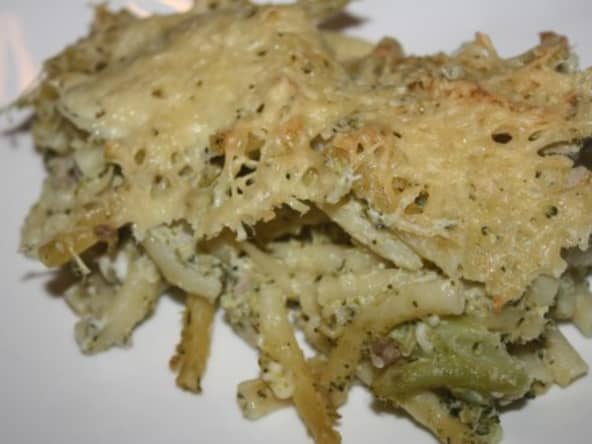 Gratin de pâtes brocolis thon et féta
