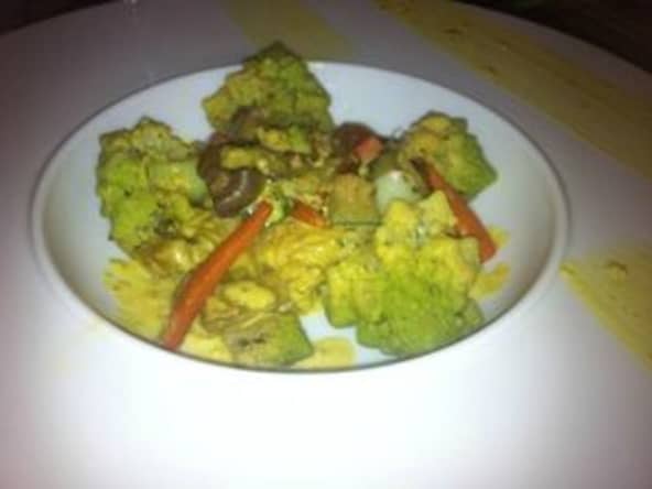 Echine de porc sauté aux épices avec poêlé de légumes