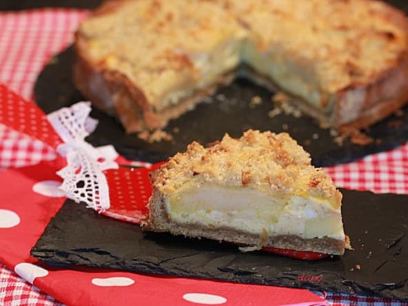 Tarte aux pommes à la crème vanille en crumble