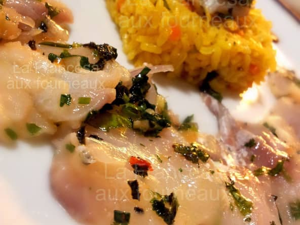 Cabillaud mariné à la thaï et riz au curcuma