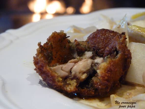 Cromesquis d'anchois au beurre de sauge, ail et tomates confites