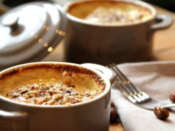 Gratin de pommes de terre et potiron au Vieux Brugge, chapelure de noisettes