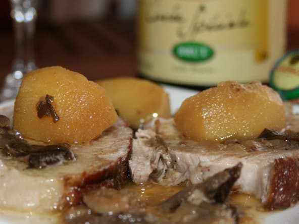 Rôti de porc au cidre et aux pommes
