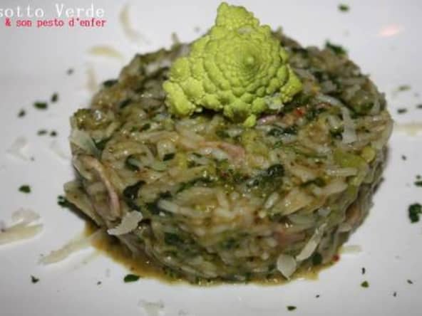 Risotto verde et son pesto d’enfer au piment rouge