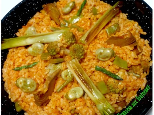 Paella végétarienne aux légumes primeurs