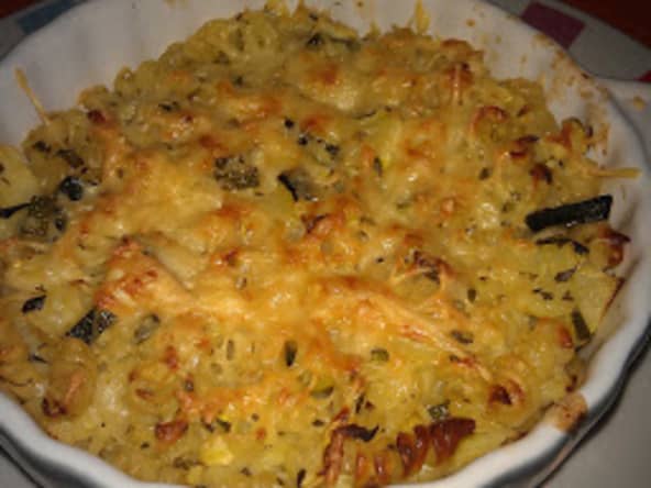 Gratin de pâtes aux courgettes