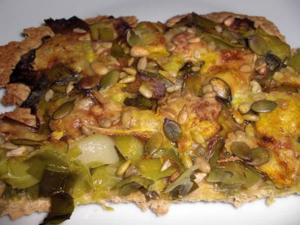 Tarte fine aux poireaux et flocons d'avoine