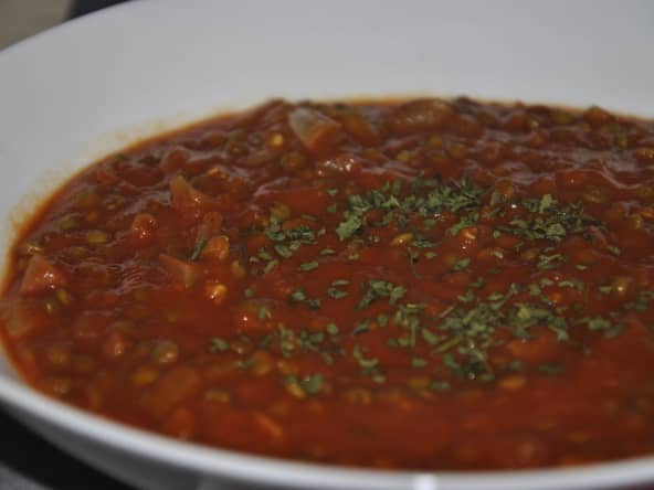 Soupe de lentilles à la tomate