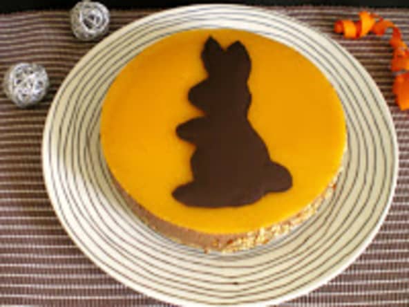 Entremets léger aux biscuits petits beurres, chocolat et mangue pour Pâques