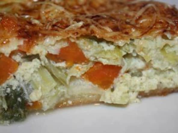Tarte poulet, poireaux et carottes
