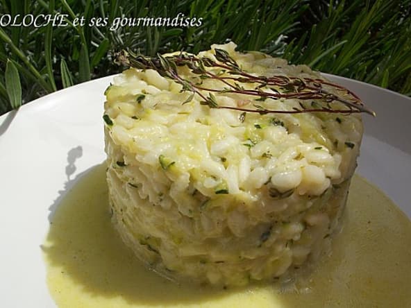 Risotto aux courgettes, fromage frais saint-moret et thym