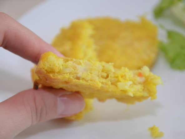 Galettes de riz rond et lentilles corail au curcuma et émmental