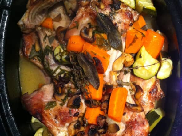 Lapin à la sauge et ses petits légumes à l’étouffé