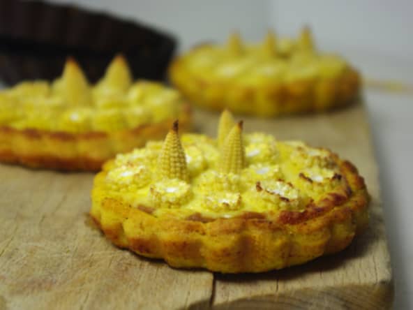 Tarte curry mousse de comté et coeur de maïs