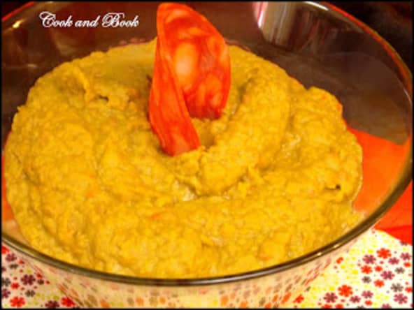 Purée de petits pois au chorizo