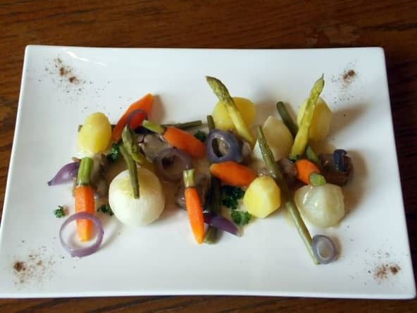 Agneau aux oignons rouges et ses légumes primeurs pour le Brevet d'Aptitude Culinaresque