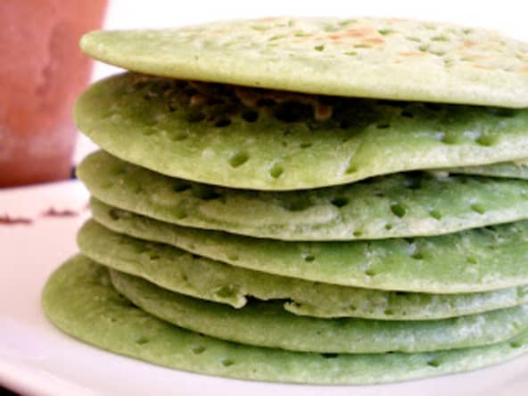 Pancakes végétariens au thé matcha pour le goûter