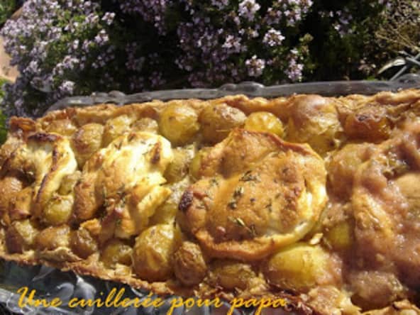 Tarte fine aux légumes de printemps et sorbet tomate, basilic et ail