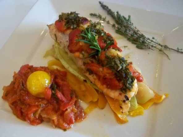 Papillote de saumon à la catalane