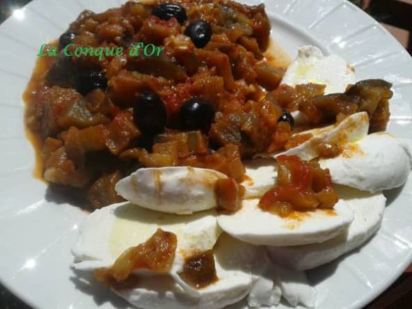 Fondue d'aubergines et mozzarella