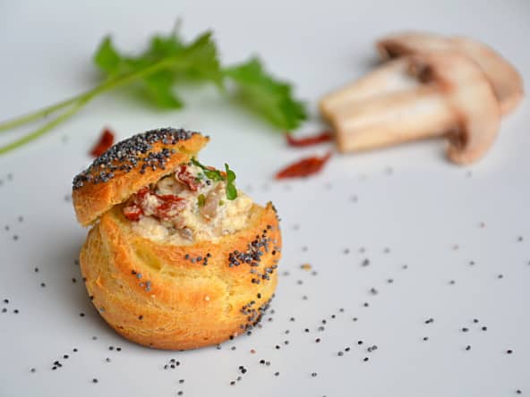 P'tits choux au pavot farcis aux champignons et tomates séchées