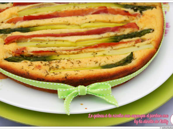 Gateau salé aux asperges vertes et jambon cru