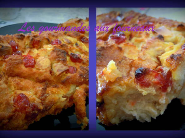 Pudding aux cerises séchées et chocolat blanc