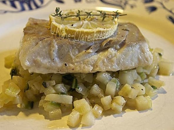 Poisson aux blettes et jus de volaille