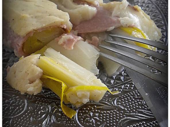 Gratin de poireaux au jambon