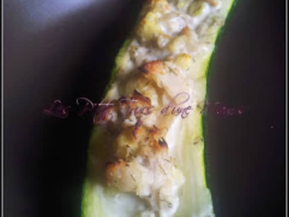 Courgette farcie au colin à la crème et à l'aneth