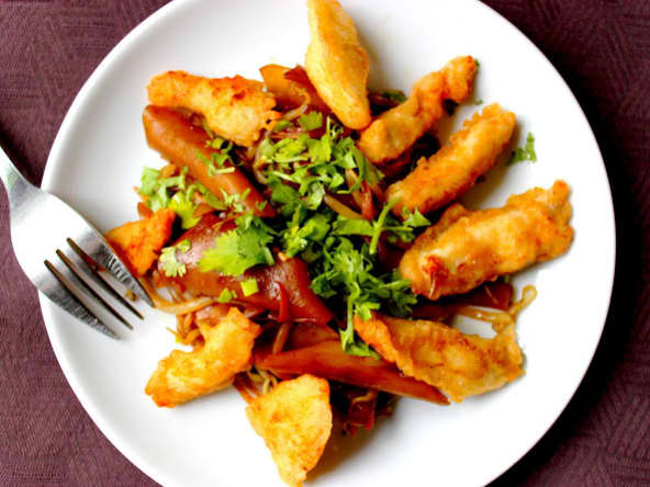 "Flocons de Riz" Sautés et Poulet Croustillant