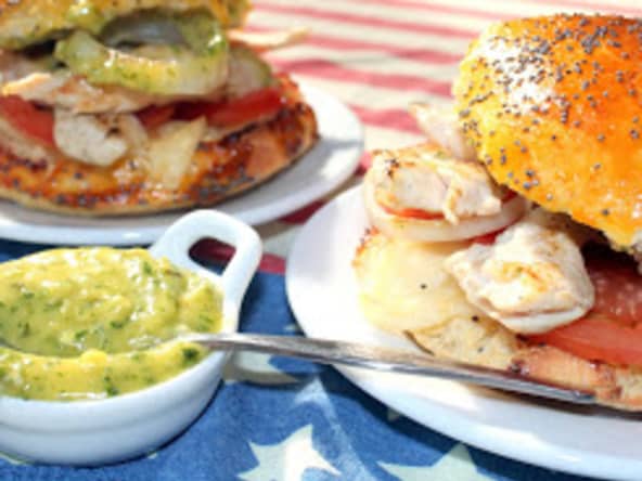 Chicken burger et mayo aux herbes