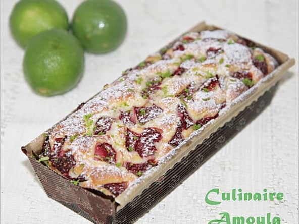 Cake moelleux au mascarpone fraise et citron vert bio