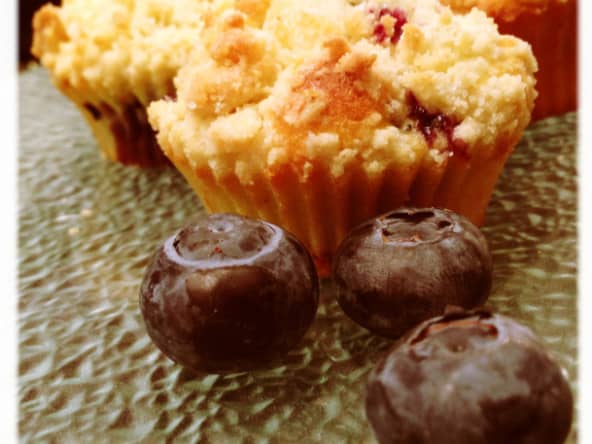 Muffins myrtille, chapeau streusel