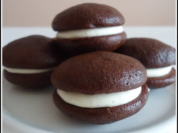 Whoopies pies au chocolat noir et blanc