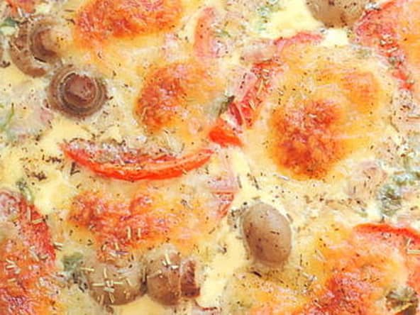Quiche aux lardons, champignons et mozzarella
