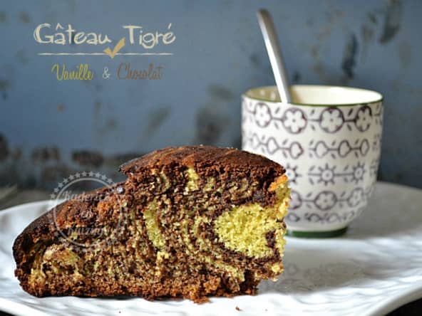 Gâteau tigré vanille chocolat et sa crème anglaise maison