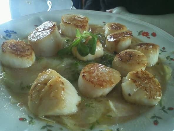 noix de St Jacques sur carpaccio de chou rave