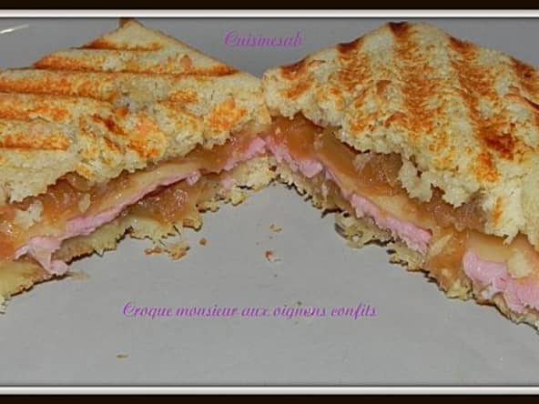 Croque monsieur à la compotée d'oignons et aux raisins secs