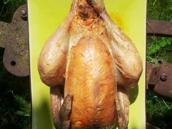 Poulet rôti farci au chorizo