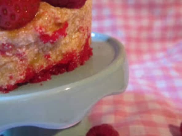 Mini entremets aux biscuits de Reims et à la rhubarbe