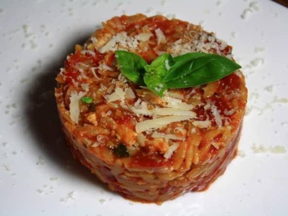 Langues d’oiseau façon risotto aux légumes rouges