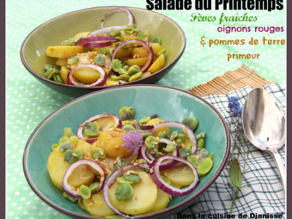 Salade du Printemps fèves, pommes de terre, oignons rouges