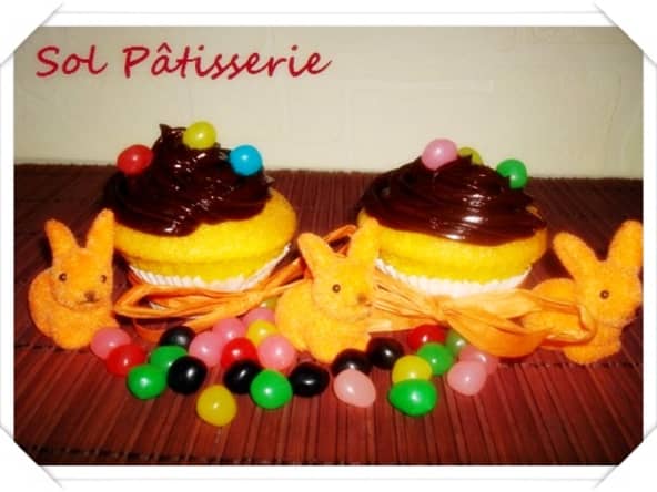 Cupcakes aux carottes et ganache au chocolat