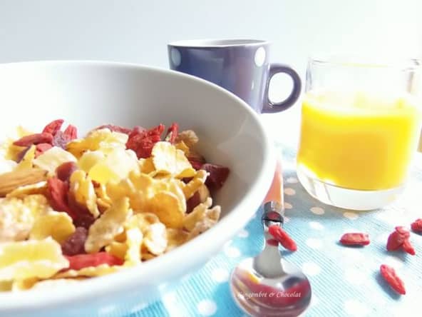 Céréales aux fruits, aux amandes et baies de goji