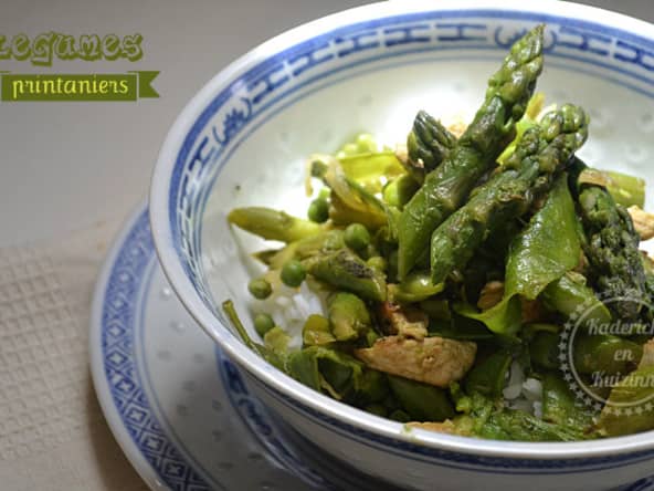 Wok de légumes printaniers croquants bio